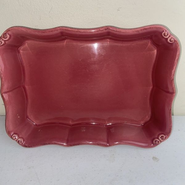 Stoneware by Grestel Scalloped Rectangular Baking Dish Mauve Portugal 9.5”x 6.5”