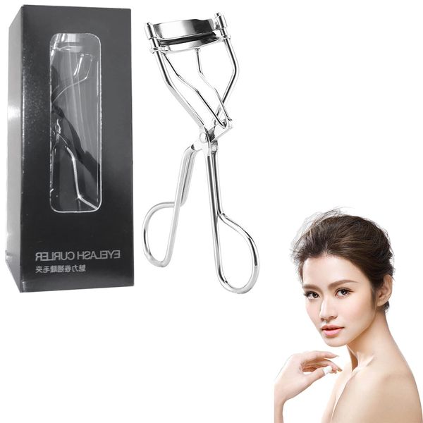 KOMUNJ Wimpernzange, Wimpernzange Eyelash Curler, Premium Wimpernzange aus Edelstahl passt, mit 2 Extra Ersatz Gummi Pads （Silber）