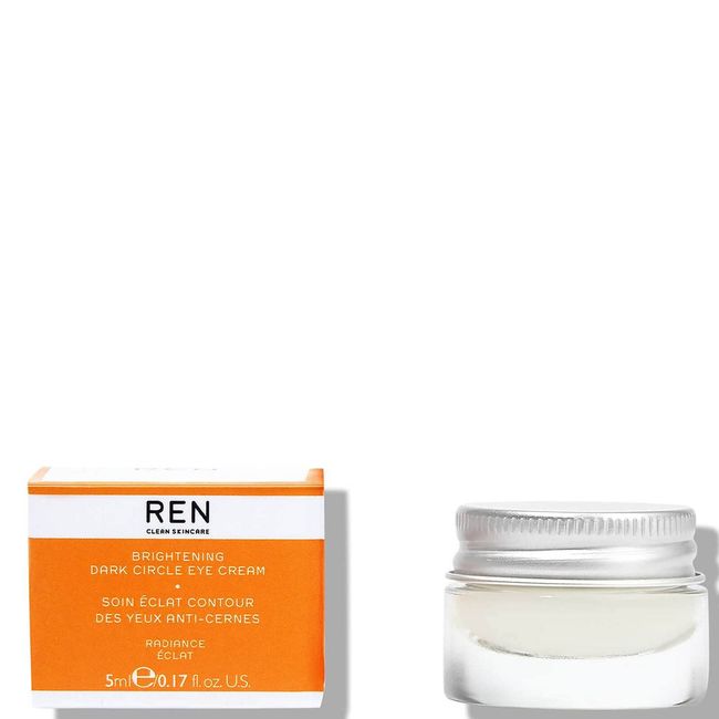 REN Clean Skincare Radiance Brightening Dark Circle Eye Cream, Hydrates While Proven to Reduce Dark Spots in 7 Days - Clean, Vegan Facial Products, Travel Size 5ml