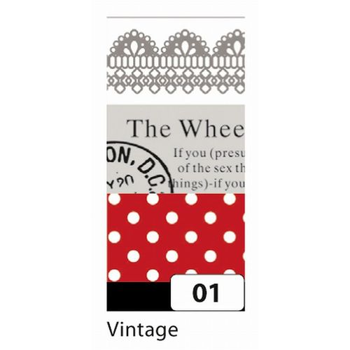 folia 26401 - Washi Tape, Klebeband aus Reispapier, 4er Set Vintage - ideal zum Verzieren und Dekorieren