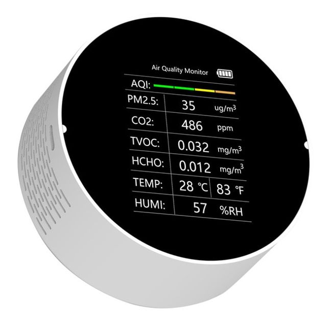 Indoor Air Quality Fine Dust Measurement TuyaAQI Temperature Humidity Meter Multifunctional Air Quality Detector PM2.5 TVOC CO2 HCHO WiFi Meter, 04 W-No WiFi