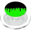 Dripping Paint Black and Lime Green PopSockets MagSafe PopGrip for iPhone