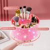 360° Rotating Makeup Brush Holder Pink Bling for Countertop Vanity Organization