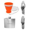 Camillus 4pc camp kit multi tool spoon, multi tool fork, 5 oz flask, folding cup stainless steel flask