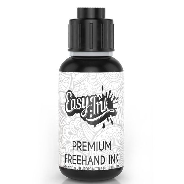 Easy.ink- Temporary Tattoo Ink. Natural & Long Lasting (Organic Jagua Fruit Gel/Ink). Black/Dark Blue Freehand Ink. Premium Quality. No Chemicals. No Alcohol. 0.5oz(14ml)