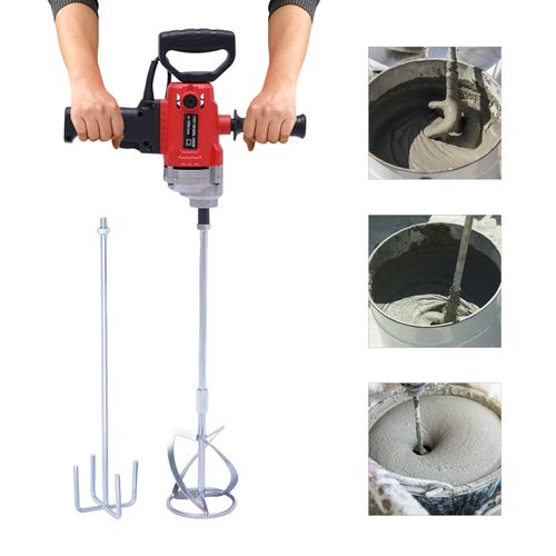 JAYGOVAN Electric Handheld Cement Mixer,24000W Concrete Paint Mixer Drill Set with 2×Mixing paddle Portable Mud Mixers with 6 Speed Adjustment 110V Mud Mixer for Mud, Cement, Mortar, Paint, Fodder