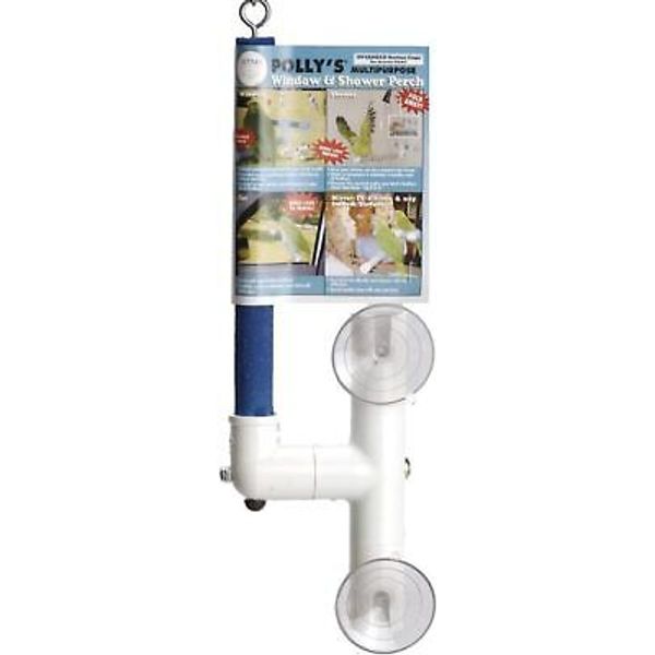 Polly's Sandy Window and Shower Bird Perch, Small Small, Blue