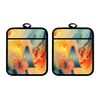 Bleu Reign Personalized Potholder Set Custom Name Abstract Art Pattern Design Organic Fluidity Sunrise Linen