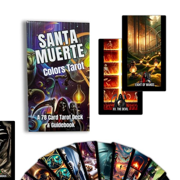 Santa Muerte Tarot - 78 Card New Tarot Deck with Guidebook - Tarot for Beginners and Expert Tarot Readers - Santa Muerte Robe Colors