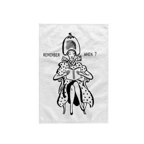 3dRose 15x22 Hand Towel - 1940s Woman Under Hair Dryer 1930s and 40s Art