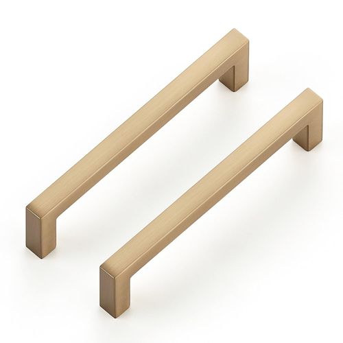 Ravinte Cabinet Handles Solid Slim Champagne Bronze 20 Pack 3-3/4 Inch Hole Center Square Bar Drawer Handles Kitchen Cabinet Pulls Drawer Kitchen Cabinet Hardware