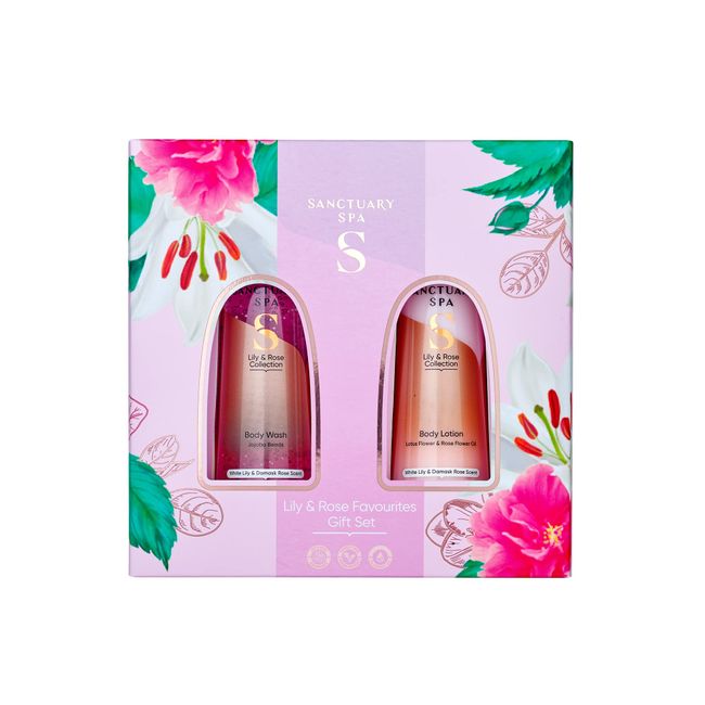 Sanctuary Spa Gift Set, Lily and Rose Gift For Women, Birthday, Christmas, Vegan and Cruelty Free 300 ml