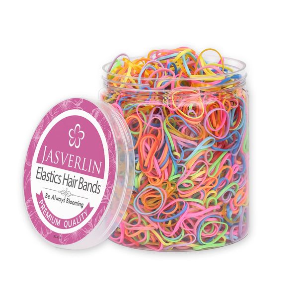 JASVERLIN Colorful Hair Elastic Bands, Mini Multicolor Rubber Bands Hair Toddler Baby Hairstyles Girl Ponytails 1000pcs