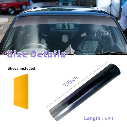 Kewucn Car Window Sun Visor Strip Tint Film, Auto Tint Film for UV Rejection and Heat Reduction, Front Windshield Solar Protection Film for Shading and Filtration, Car Accessories (Gradient Black)