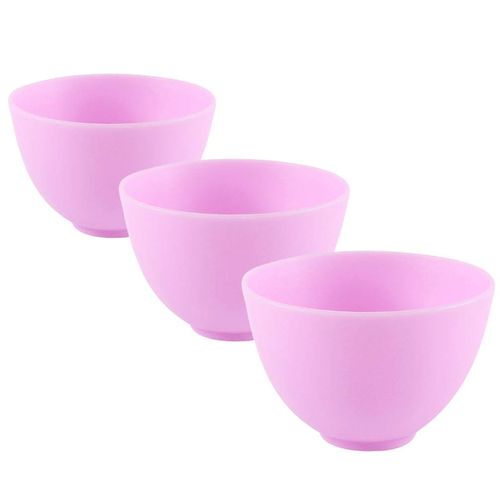 Healifty 3Pcs DIY Face Mixing Bowl - Silicone Facial Mud Mask Applicator for Home Salon Spa Skin Care (Purple)