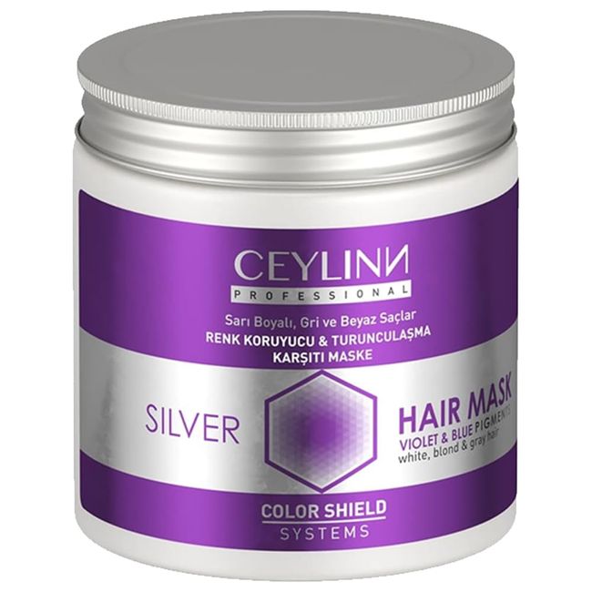 Ceylinn SILVER HAAR MASK - Farbenschutz und Gelbstich-Verhinderungsmaske - Für blondes, graues und weißes gefärbtes Haar - Halten Sie Ihre Farben lebendig - 500ml