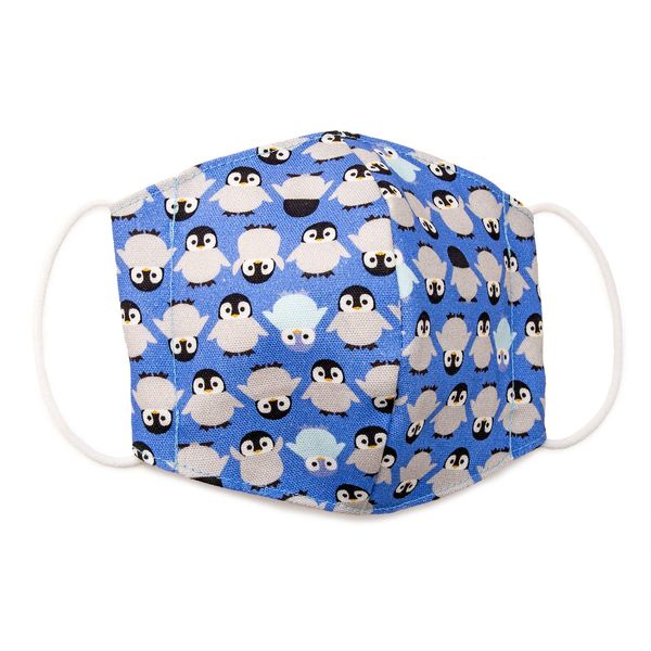 Enjoyable Mask, Adult Mask, Cloth Mask, Gauze, Washable, 3D Mask, EM-108V, Penguin, Blue Purple, Pet Lovers