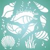 Shells Stencil, 6.5 x 6.5 inch - Sea Ocean Nautical Seashore Reef