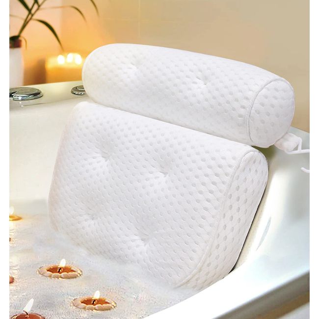Bathtub Pillow Headrest Bath Pillows for Tub Neck and Back Support with Non  Slip