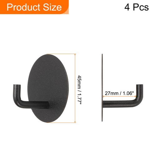 HARFINGTON 4pcs Self Adhesive Hook Waterproof Stainless Steel Loofah Robe Towel Wall Hooks Adhesive Wall Hangers Without Drill for Bathroom Kitchen Washroom Home, Black