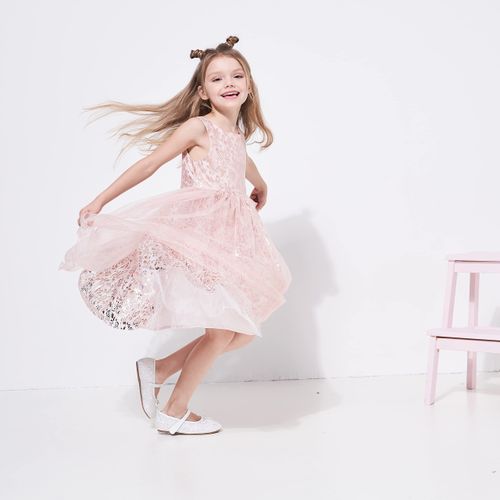 Felix & Flora Girls' Shoes Girl's Ballerina Flat Shoes Mary Jane Dress Shoes (Little/Toddler Girls Shoes/Big Kids)(3 Little Kid, Glitter White)