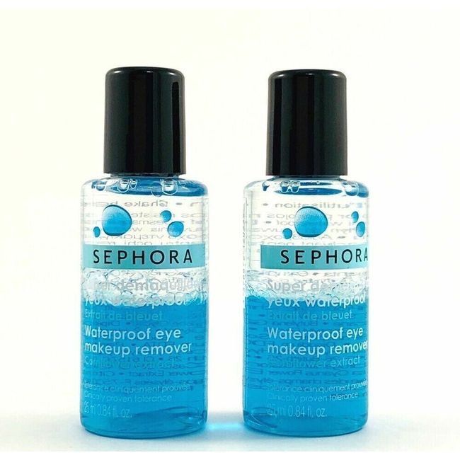 2 X Sephora Waterproof Eye Makeup Remover Cornflower Extract Travel Size 0.84 oz