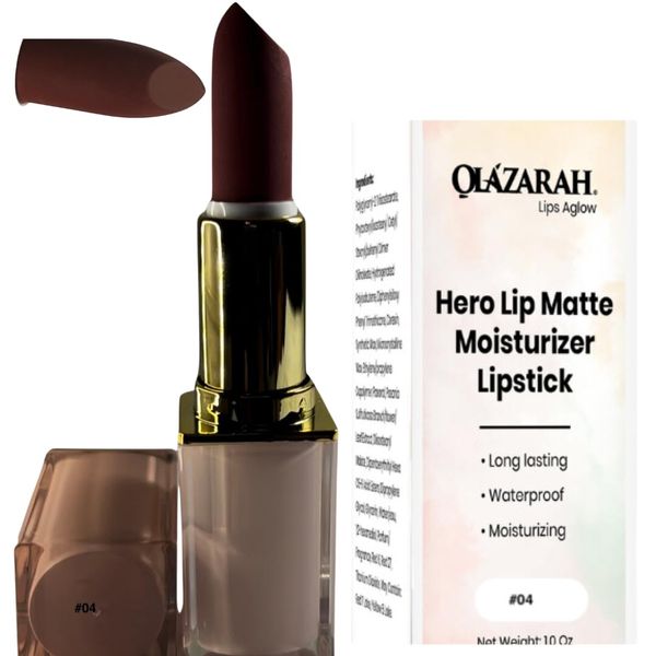 OLAZARAH Hero Lipstick - Moisturizing and Long-Lasting Waterproof Formula Lip Matte Cream Exquisite Color #004: Bean Paste & Taro Puree, 1 oz. (Packaging may vary)