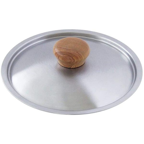 Urushiyama Metal Industrial Stainless Steel Lid for Frying Pans, 7.1 inches (18 cm), Knob, Wooden USF-18