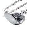 Quartz Pocket Watch for Men with Black Dial and Chain (Silver)
