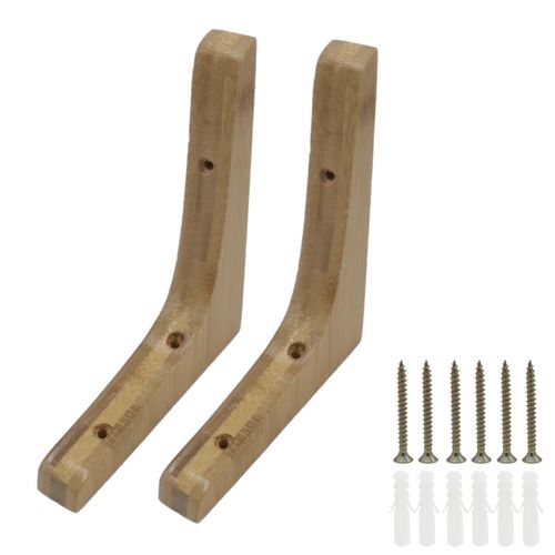 Joyangy 2Pcs 4.9"×5.7" Wooden Triangle Shelf Brackets, Decorative Solid Wood Wall Mount Corner Brace Supports for Kitchen Cabinets Countertops Bookshelves, L Shape Corbels with Screws