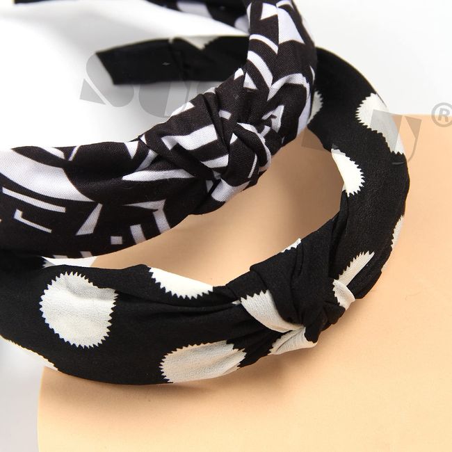 Women Headband Hairband Bow Dots Wide Knot Cross Tie Hair Band Hoop  Accessories