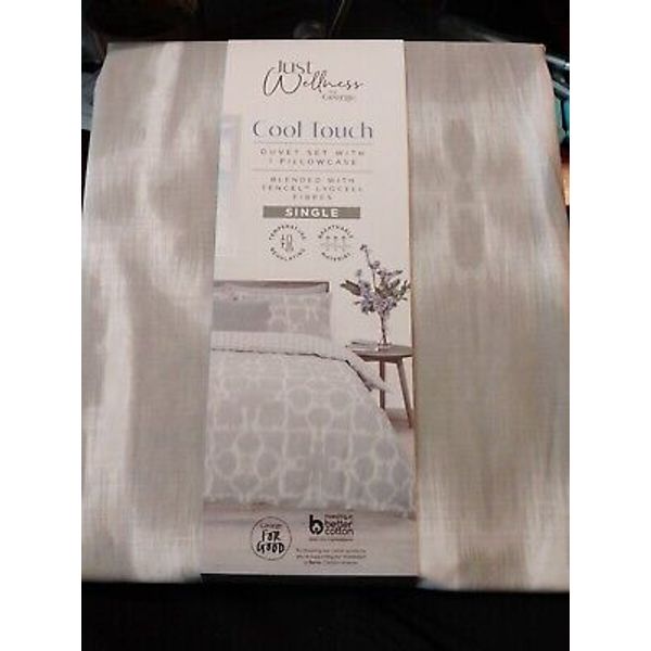 Just Wellness Cool Touch Grey single Duvet Cover Set NEW