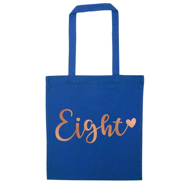 Flox Creative Blue Tote Bag Eight Rose Gold