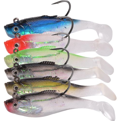 Soft Fishing Lures Swimbait Jig Heads Paddle Tail Swim Bait Pre-Rigged Swimbaits with Weighted Hooks Crankbait Swim Shad Lures Swim Baits for Bass Trout Walleye Fishing Saltwater Freshwater