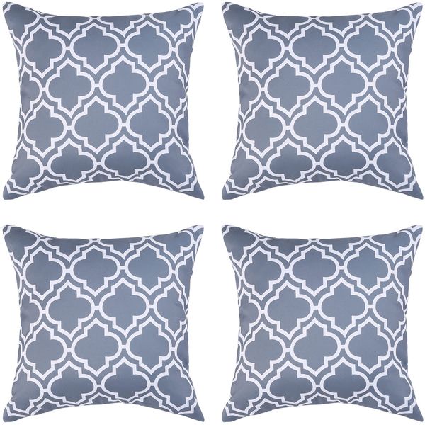 Eternal Beauty|Outdoor Cushion Covers Polyester Decorative Square 4PCS Cushion Covers 18"x18",Waterproof Outdoor Throw Pillow Case for Garden Furniture Sofa with Invisible Zipper,Grey (45cmx45cm)