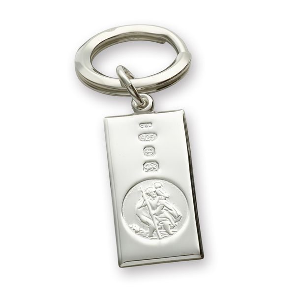 CJoL - Personalised Solid 925 Sterling Silver St Christopher Custom Hallmarked Ingot Keyring In Gift Box