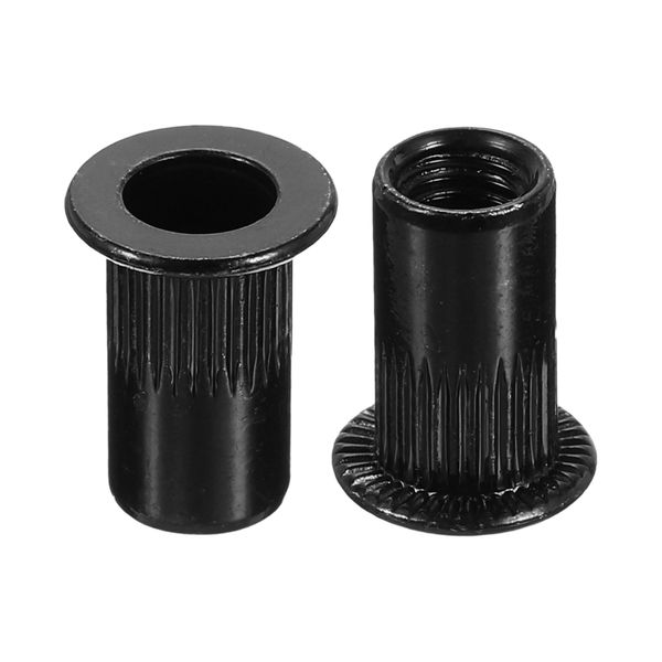 uxcell M5 Rivet Nuts Carbon Steel Flathead Threaded Insert Nuts Black 60pcs