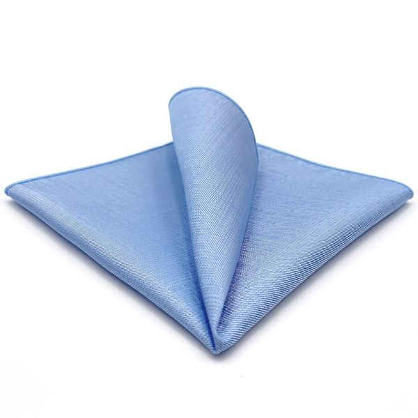 SHLAX&WING Solid Light Blue Azure Silk Pocket Squares for Men Business Wedding