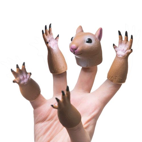 AQKILO Finger Puppet Set, Animals Puppet Show Theater Props, Novelty Toys Weird Stuff Gifts, Pack of Squirrel and Panda