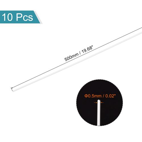 MECCANIXITY ABS Plastic Rod Round Solid Bar 0.5 mm x 500 mm White for DIY Model Material, Architectural Model Making, DIY Sand Table, Pack of 10 Pcs