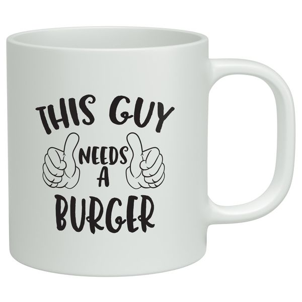 Shopagift This Guy Needs a Burger Funny White 10oz Novelty Gift Mug Cup