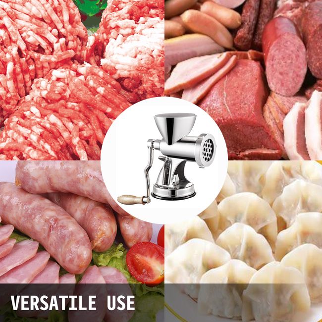 Manual Meat Grinder, Stainless Steel Hand Crank Meat Processor Grinding  Machine Ground Beef Chopper with Sausage Stuffer for Home Kitchen