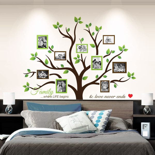 Timber Artbox Large Family Tree Wall Decal – Sweet Family Tree Photo Frames Collage Wall Decor for Living Room, Staircase & Hallway – Family Tree Picture Frame Vinyl Stickers with Quote