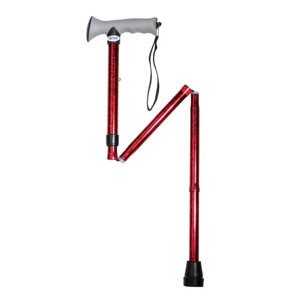 Drive Devilbiss Medical Walking Stick with Gel Grip - RED Crackle