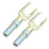 24k Gold Plated Angled Fork Spade Terminals Electronics Audio Replacement (Pack of 2)
