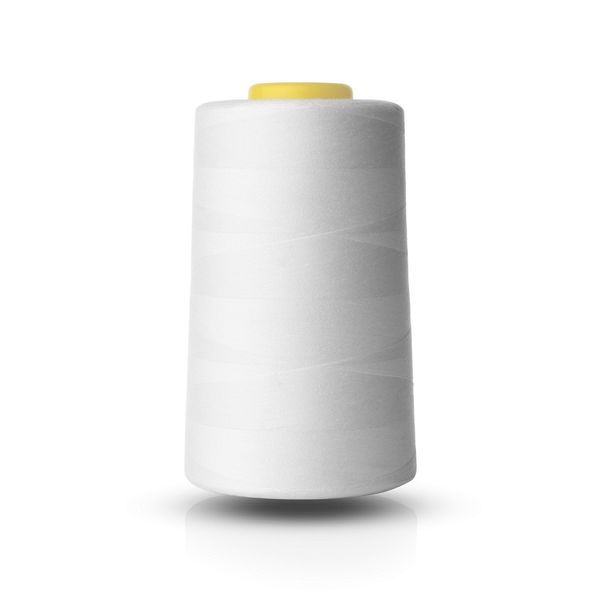 Realm Single Overlocking Sewing Machine Polyester Thread 5000 Yards Cones White Black Natural Navy Red (White)