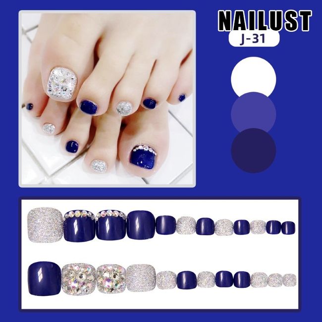 Toe Nails  [Set of 24] Nail Tips Nail Tips Nail Stickers False Nails False Nails Present Paste Nails Peelable Summer Nails Nail Supplies Nail Art Nail Parts NAILUST