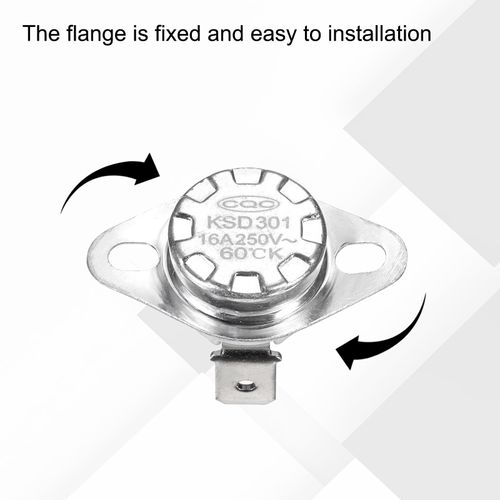 uxcell KSD301 Thermostat 60°C/140°F 16A Normally Open N.O Adjust Snap Disc Temperature Switch for Microwaves,Oven,Coffee Maker 8 Pcs,Ceramic Material