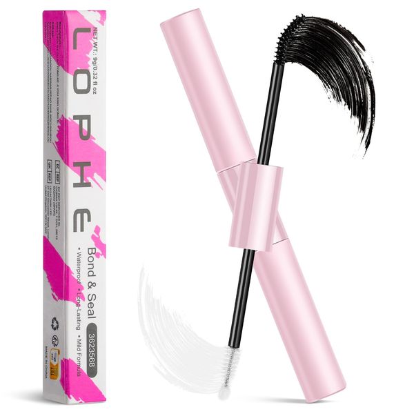 LOPHE Colla Extension Ciglia, Colla per Ciglia Finte Bond e Seal Ciglia, Lash Glue con Doppia Testa 2 in1, Adesiva per Ciglia Cluster a Lunga Durata per Makeup