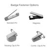 Premium Domed Personalised Printed Logo Names Badges White, Silver & Gold